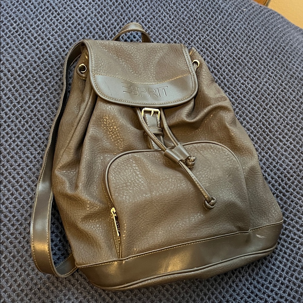 Esprit Gray Faux Leather Backpack